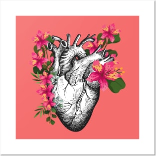 Floral anatomical heart Posters and Art